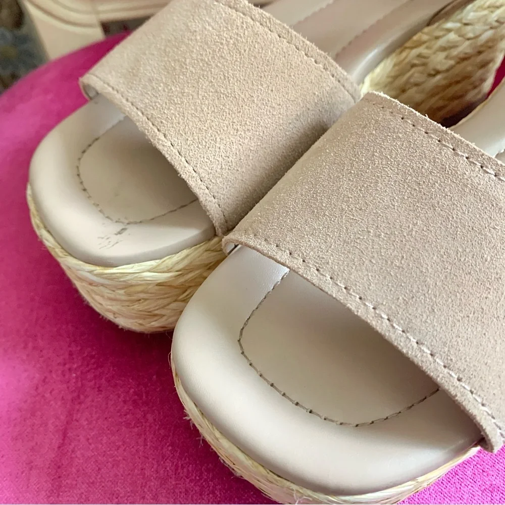 Marc Fisher Beige Espadrille Platform Sandals